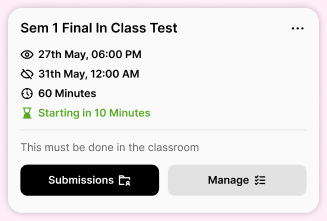 ELMS exam management card